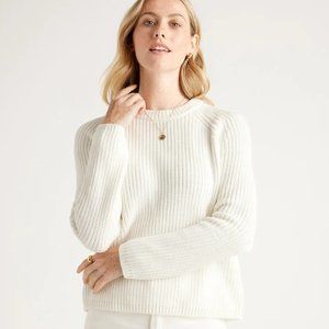 Organic Cotton Fisherman Crew Sweater / Ivory / NWOT